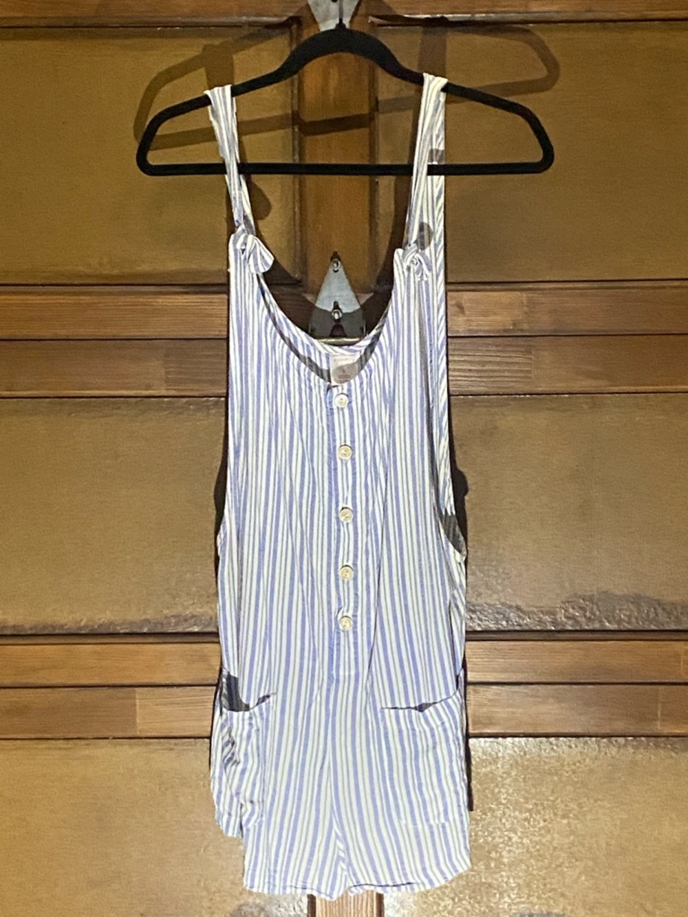 Xhilaration Women’s Blue and White Striped Sleeveless  Romper Size Large